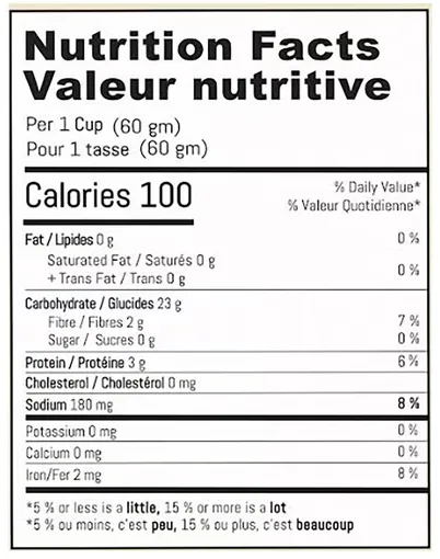 Nutrition Facts table for HomeStyle dosa batter. The same values are listed in text below.